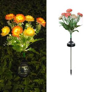 MMLUCK Solar Powered LED Snow Lotus Lights 7 Heads Colorful LED Simulation Flower Lights Durable Waterproof Solar Lotus Flower Lights for Outdoor