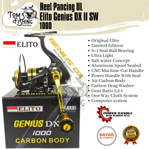Reel Pancing Elito Genius DX II 1000 SW Gold (8+1 Seal Bearing) Carbon Power Handle - Toms Fishing