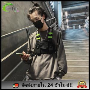 สายรัดถุงหน้าอกที่มีทัศนวิสัยสูงเสื้อกั๊กหน้าอกหน้าอกน้ำหนักเบาเสื้อกั๊กความปลอดภัยกลางแจ้งที่ปรับได้สำหรับการปั่นจักรยานตั้งแคมป์