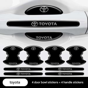 8pcs Car Door Handle Universal Hand Buckle Protection Cover Car Handle Door Bowl Anti-Scratch Protective Film Carbon Fiber Stickers For Toyota 8pcs/Set
