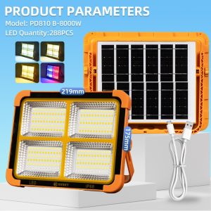 BUY 1 TAKE 1 Solar Lighting Outdoor Portable 8000W Solar Lights Magnetically Absorbed Indoor Type-C Fast Charge Home Emergency Camping Lighting for Construction Sites