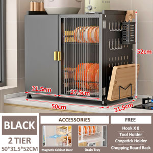 GSlife🔥🔥Metal Kitchen Dish Rack Storage Cabinet Multi-functional Kitchen Organizer With Drainer Plate Rack