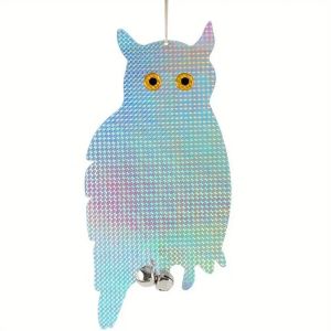 USECOAT กับระฆัง หุ่นไล่กานกฮูกขับไล่นก เลเซอร์สองด้าน กันน้ำกันน้ำได้ อุปกรณ์ทำให้นกตกใจปลอม เหยื่อนกฮูกสะท้อนแสง พลาสติกทำจากพลาสติก เครื่องไล่นก กิจกรรมกลางแจ้งกลางแจ้ง