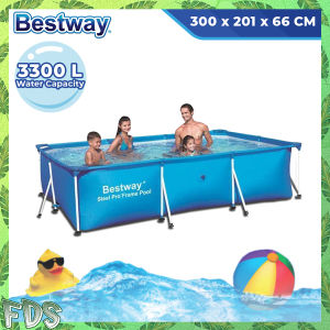 BESTWAY 56404 3.0 Meter Steel Pro Frame Pool Set Adult Family Kids Large Outdoor Swimming Water Pool Kolam Air / Renang