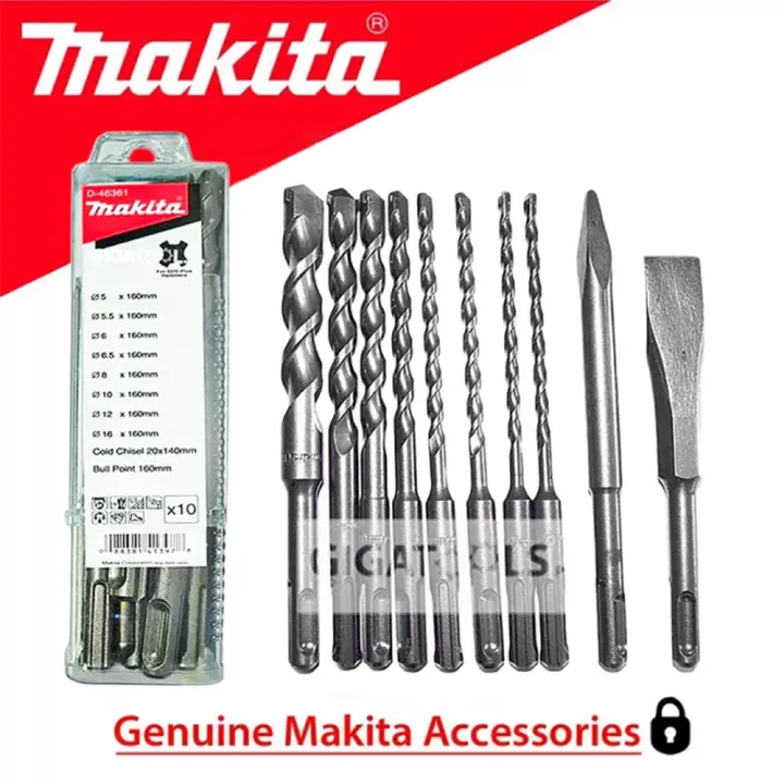 Makita 10pcs. SDS Plus Drill Bit Set ( D-46361 / D-40593 ) with ...
