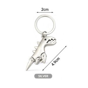 Small Dinosaur Cute Cartoon Pendant Motorcycle Key Holder Alloy Keychain Car Key Ring Accessories with Dinosaurs Shape Design for Gift