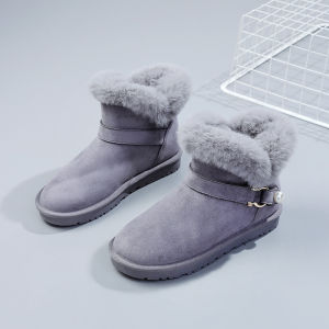 RU112 Snow Boots for Women 2022 Winter New Womens Fleece-lined Thicker Boots Womens Casual Flat Bottom Increased by Cotton Boots