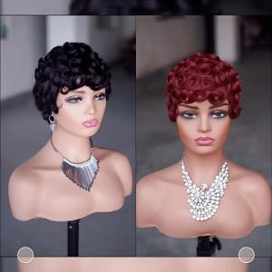 100% Human Hair Wig Full Machine Wig Short Hair Wig Cheap Human Hair Wigs For Woman Short Pixie Human Hair Wigs