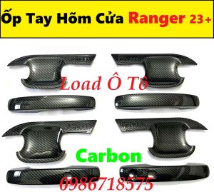 Ốp Tay Nắm Hõm Cửa Carbon Xe Ford Ranger 2026-23 Mẫu Vân Caron Cao Cấp Sẵn Keo Dán 3M