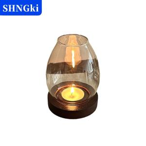 [COD] 🔥🔥🔥SHNGki Thủy tinh chân nến với cup bìa trong suốt vòng nến chủ sở hữu trang trí nội thất với gỗ cơ sở Bảng trang trí đồ trang trí đám cưới