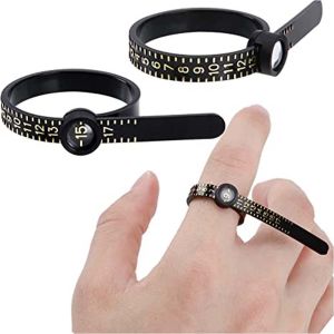 IIU Black White Reusable With Magnifier Ring Sizing Tool UK/US/EU Size Ring Measurer Measurement Belt Finger Gauge Finger Size Coil Ring Sizer