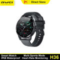 Awei H36 1.52 "HD Screen Smart Watch Blood Glucose Blood Pressure Monitoring with 100+Sport Modes Fitness Watch with IP68 Waterproof GPS Positioning Outdoor Watch Compatible with All Mobile Phones. 