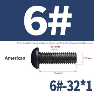 UNC 4#-40 6#-32 8#-32 10#-32 US 10.9 Grade Carbon Steel Round Head Hex Hexagon Socket Screws Button Head Allen Bolts
