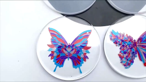 Round Coaster Molds for Making Resin Coasters Cups Mat with for Butterfly Pattern Tray Molds for Epoxy Resin Casting