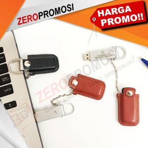 USB Kulit Flashdisk FDLT03 Dengan Pouch Rantai Bisa Cetak Logo