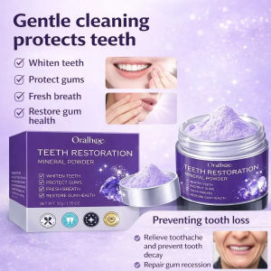 🏆[Protect your dental health]🔥【50g/1bottle】genuine purple mineral restoration tooth powder eliminates bad breath dental calculus/cleans teeth whitens sensitive teeth prevents tooth decay Protect Teeth Health