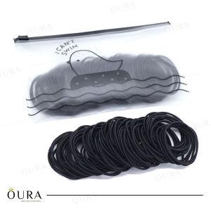 Karet Rambut Elastis Polos 100 pcs FREE POUCH Kunciran Anak Perempuan Warna Warni Ikat Rambut Korea