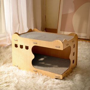 【SG🚚】Wooden Cat House Cat Litter Cat Scratch Board Integrated Vertical Double-Layer Stackable Removable Cat toys