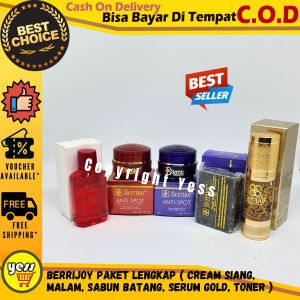 ( Gratis Masker Wajah !! ) BERRIJOY Paket Lengkap 5in1 Cream Siang dan Malam Sabun Batang Toner Serum Gold Cream Berrijoy Komplit COD