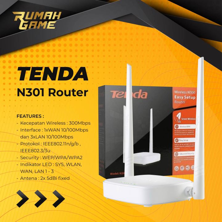 Tenda N301 Router Wireless N300 Easy Setup Original