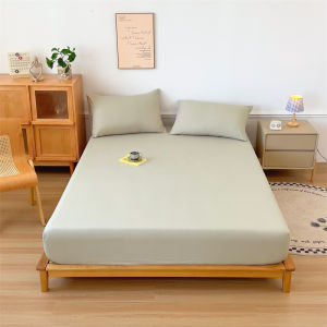 SUNLIGHT HOME Japanese Solid Color Bedsheet With PillowcaseSimple Fitted Bed Sheet SetSoft Skin-friendly Mattress Cover