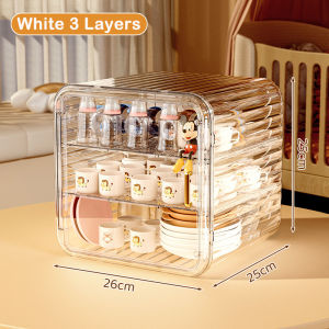 LifeStow Acrylic Display Case Mug Storage Organizer Desk Storage Stackable Magnetic Dustproof Box Water Cup Storage Rack
