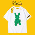 Bk Plus Size Short Sleeve Mens Baggy Premium Quality Shirt Round Neck T-Shirt Cotton Cartoon Rabbit Print Top Unisex. 