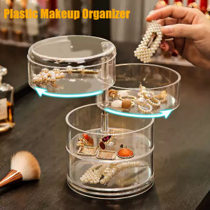 Rotating Jewelry Storage Box Makeup Storage Rack Bracelet Earring Round Plastic Organizer Boxes Holder Display Rack with Cover2026