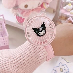 Sanrio Cute Wrist Watch Fan My Melody Cinnamoroll Kuromi Cartoon Portable Outdoor Fan USB Rechargeable Handheld Electric Fan