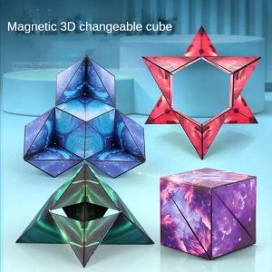 Funny Variety Geometric Changeable Magnetic Magic Cube Anti Stress 3D Hand Flip Puzzle Cube Kids Stress Reliever Fidget Toy