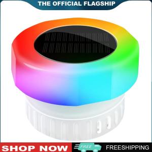 [CHAMAIR STORE]Solar Chlorine Tablet Floater with Colorful Light Floating Chlorine Dispenser IP68 Waterproof for Up To 3 Inch Tablets