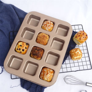 6/12 Cups Cake Mold Square Mini Bread Burger Muffin Baking Pan Non-Stick Cupcake Baking Mold Oven Trays Cake Tools Baking Mold