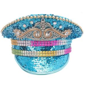 Light weight Rhinestones Hat Durability Acrylic Hat Women Men Captain Hat for Festives Parties and Costume Event