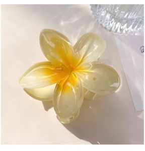 DAVU Hawaiian colorful Flower Hairpin Clips Barrettes Accessories Shark Beach Hair Accessory Gradient Color Acrylic Plumeria Flower Hair Claw Clip for Women Summer