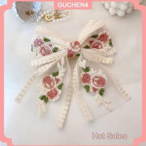 GUCHEN4🎀 Mới Thêu Bow Kẹp Tóc Ren Tóc Clip Ngọt Ngào Trở Lại của Đầu Mỏ Vịt Clip Thời Trang Phụ Kiện Tóc Cho Cô Gái Phụ Nữ
