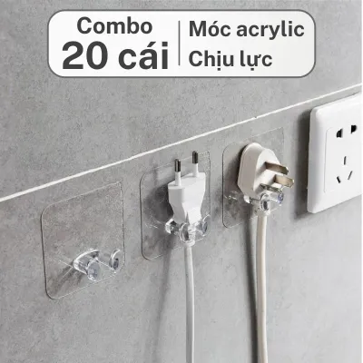 Bộ 20 móc dán tường treo đồ đa năng Living C nẹp dây điện dán tường treo điện thoại phích cắm cục sạc đa năng