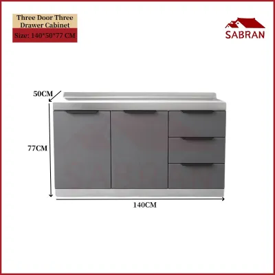 SABRAN Kitchen Stainless Steel Storage Cabinet Set Kitchen Sink Base Multifunctional Stove Cabinet