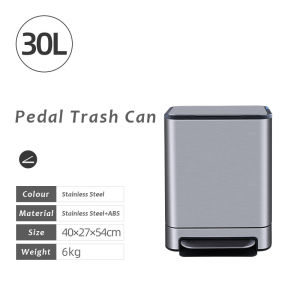 JustLiving 1PC Stainless Steel Pedal Step Rubbish Bin with Inner Bin 30L/45L Large Capacity Trash Cans Household Kitchen Garbage Cans Living Room Office with Lid Double Bin Trash Can