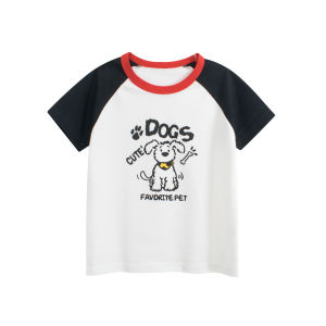 27kids 2025 Children Dogs Dinosaur Cartoon T-Shirts Cute Clothes for Boy 100% Cotton Kids Girls Short Sleeve Casual Sport Top Tees