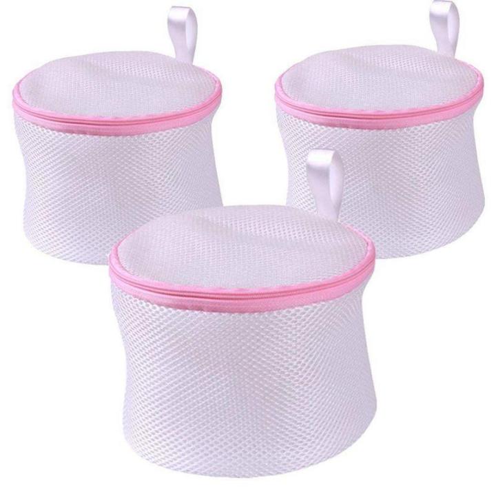 Laundry Nets, Washing Bag, Set of 3, Proteger Bra, Delicate Clothing or  Fragile, to wash Comfortably, size --- 15cm H x 17cm Dia (White + pink)