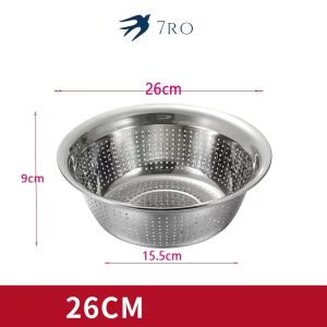 ตะแกรงล้างผัก กระลังมังล้างผักมีรู กะละมังสแตนเลส  ชามสแตนเลส304 อย่างดี ตะแกรงล้างผัก มีหลายขนาดให้เลือก (24-34ซม)