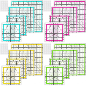 จักรเย็บผ้าอะคริลิคใสเทมเพลตไม้บรรทัดผ้าต่ออเนกประสงค์4ชิ้นสำหรับการเย็บปักผ้า
