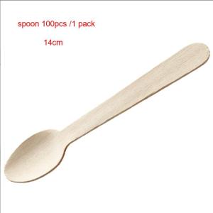 100PCS Heavy Disposable Wooden Spoon Fork Knife Set Ecofriendly Dessert Spoon Dessert Fork Bulk Cutlery