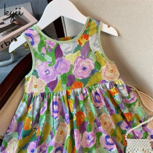 KYII Girls summer dress sleeveless baby fashion Dress ky22179