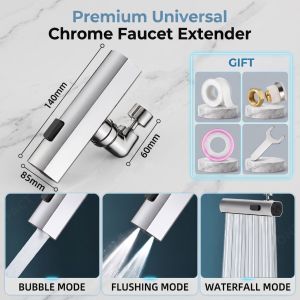 Waterfall Kitchen Faucet Extender Premium 3-in-1 Tap Adapter 360° Anti-Splash High Pressure Sink Nozzle