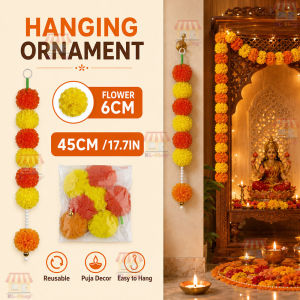 150CM Deepavali decoration item Marigold Indian-style Leaf Bell Combination Flower String Diwali Festival Decoration