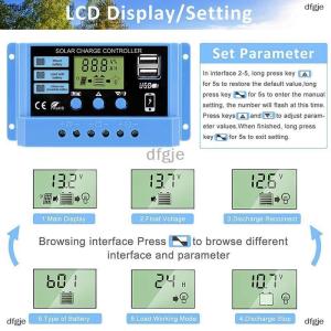 [COD] dfgje 30A 20A 10A Solar Charge Controller 12V 24V Auto Solar Panel PV LCD Controller For Lead-Acid Battery Lithium Battery Dual USB