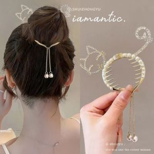 Jepit Sanggul Rambut Wanita dan Anak Motif Berlian Rumbai Mawar Permata Mutiara Gaya Korea Impor Jepitan Aksesoris Rambut