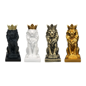 Lion with Crowned Statue Resin Table Decoration Ornament 14.5cm for Home and Office Decoration Unique