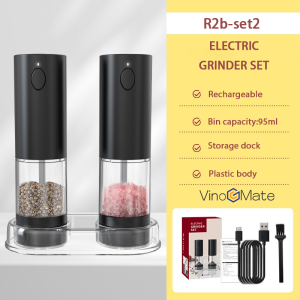 Kitchen Electric Pepper Grinder USB Powered Salt or Pepper Automatic Grinder with LED Light | Electric Pepper Grinder|Pepper Grinder | R2bset2